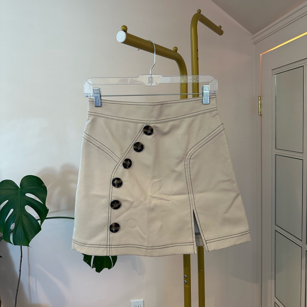 Topshop Leather cream skirt